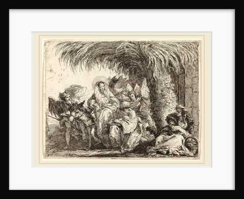 Joseph Kneels with the Child before Mary on the Donkey by Giovanni Domenico Tiepolo