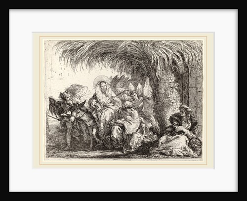 Joseph Kneels with the Child before Mary on the Donkey by Giovanni Domenico Tiepolo
