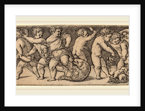 Children Playing with a Bitch and Three Young Dogs by Master of the Horse Heads