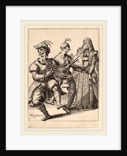 A Veiled Woman with Two Musicians Playing a Gridiron and a Bellows by Zacharias Dolendo