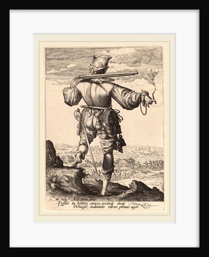 Helmeted Musketeer, 1587 by Jacques de Gheyn II