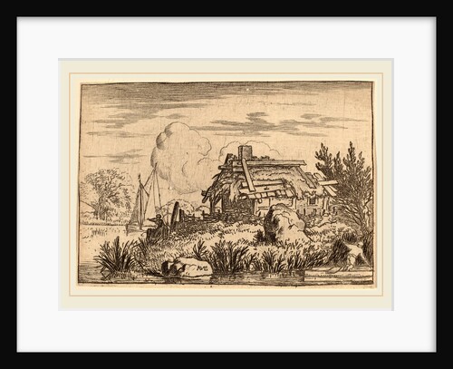 Ruined Cottage, Surrounded by Water by Allart van Everdingen