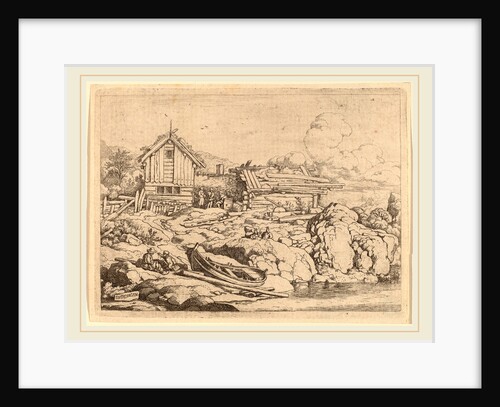 Boat at a River Bank with Three Goats by Allart van Everdingen