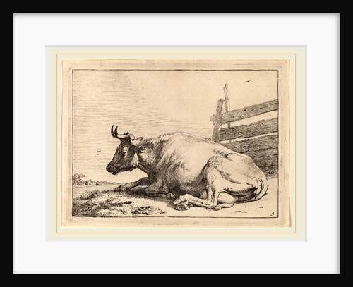 Cow Lying Down near a Fence, 1650 by Paulus Potter