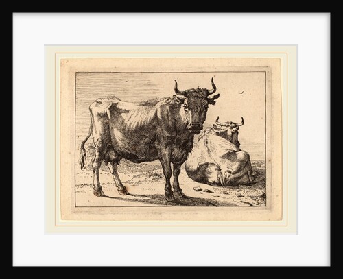 A Cow Standing and Another Lying Down, 1650 by Paulus Potter