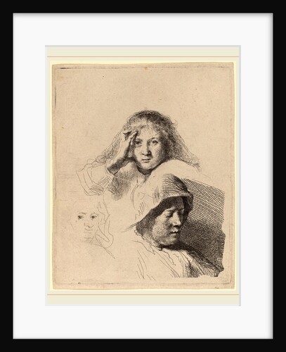 Three Heads of Women, One Lightly Etched, c. 1637 by Rembrandt van Rijn