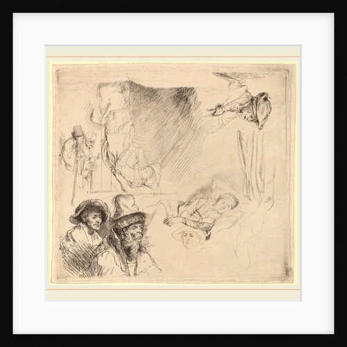 Sheet of Studies including a Woman Lying Ill in Bed by Rembrandt van Rijn