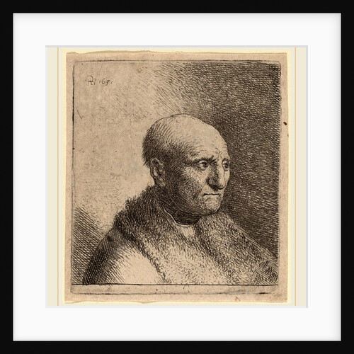 Bald Man in a Fur Cloak, c. 1630 by Rembrandt van Rijn and Studio of Rembrandt van Rijn