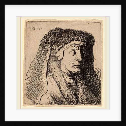 Bust of an Old Woman in a Furred Cloak and Heavy Headdress, 1631 by Rembrandt van Rijn and Studio of Rembrandt van Rijn