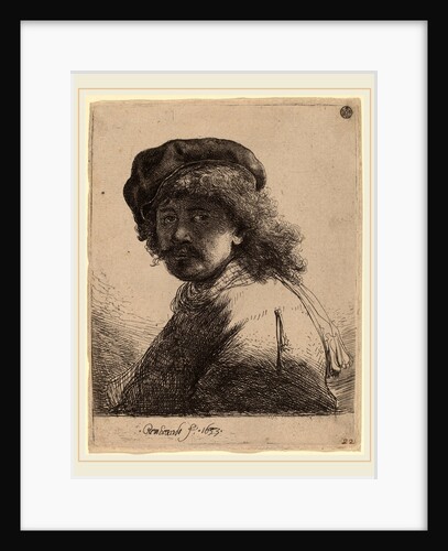 Self-Portrait in a Cap and Scarf with the Face Dark, 1633 by Rembrandt van Rijn
