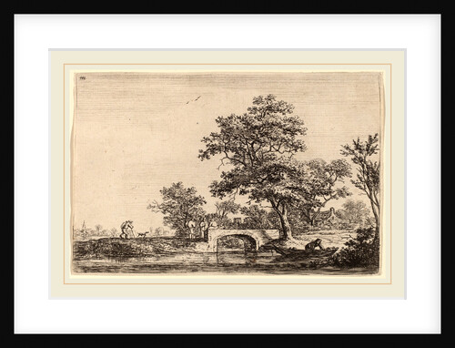 Four Men on a Stone Bridge by Anthonie Waterloo