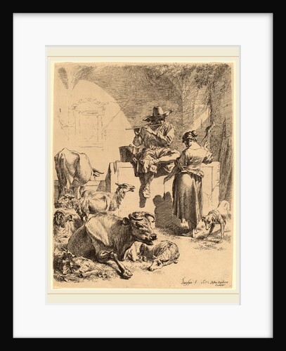 The Shepherd Seated on a Fountain and the Spinner, 1652 by Nicolaes Pietersz Berchem