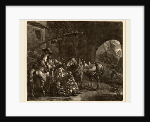 Mother with Two Children and a Horse in Front of an Inn by Jan van Huchtenburgh