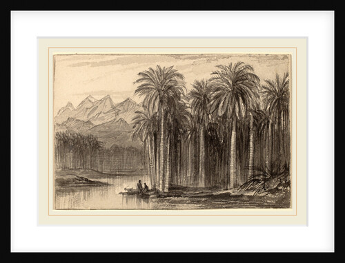 Figures Setting Out in Canoes from a Palm Grove by Edward Lear