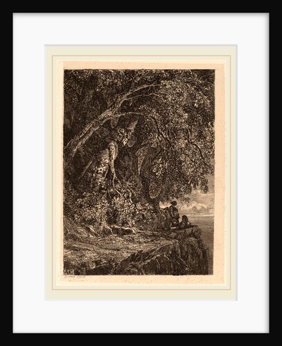 Couple Resting on a Cliff by Alexandre Calame