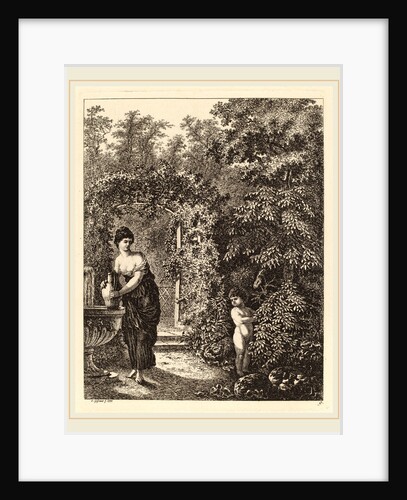 Putto Visiting a Girl at a Fountain by Salomon Gessner