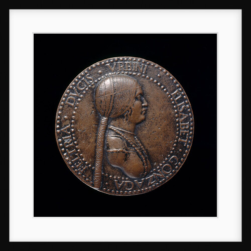 Elisabetta Gonzaga, died 1526, Duchess of Urbino, Wife of Guidobaldo I 1489 obverse by Adriano Fiorentino