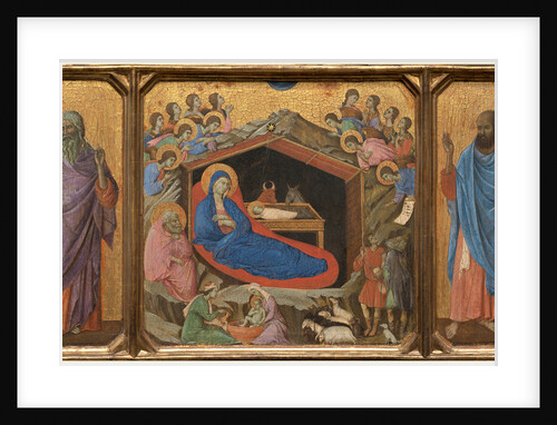 Italian, The Nativity with the Prophets Isaiah and Ezekiel, tempera on single panel by Duccio di Buoninsegna