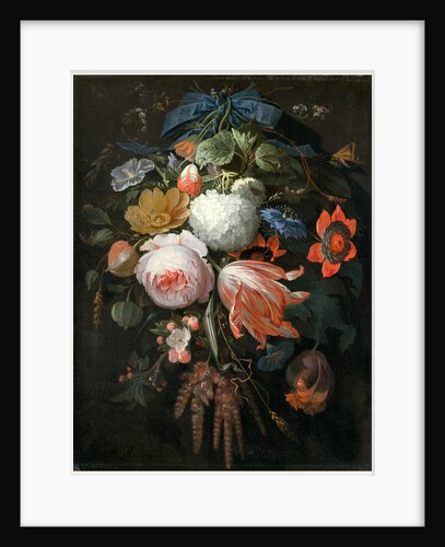 German, A Hanging Bouquet of Flowers, probably 1665-1670 by Abraham Mignon