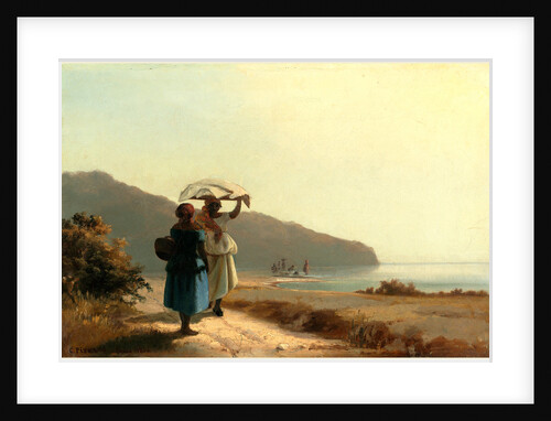 Two Women Chatting by the Sea, St. Thomas, 1856 by Camille Pissarro