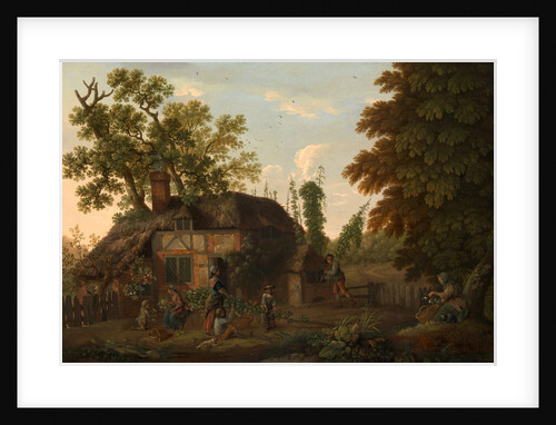 Hop Pickers Outside a Cottage by George Smith