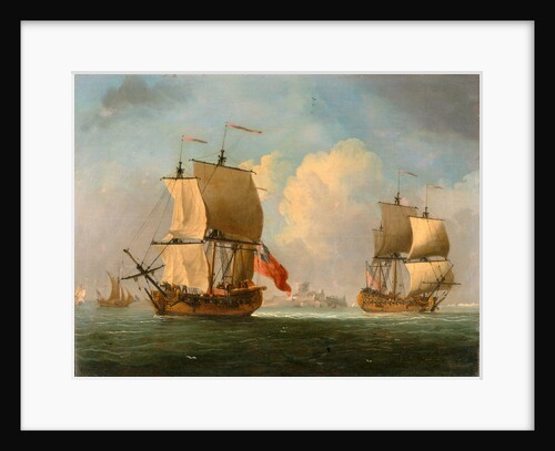 An English Sloop and a Frigate in a Light Breeze by Francis Swaine