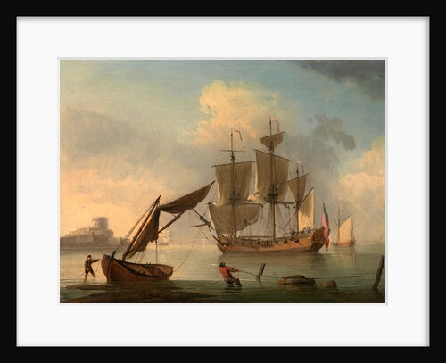 An English Sloop Becalmed near the Shore by Francis Swaine