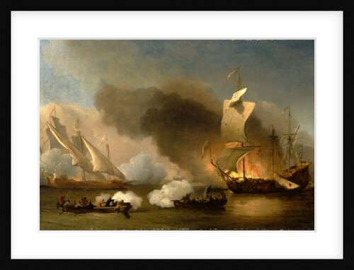 An Action off the Barbary Coast with Galleys and English Ships by William van de Velde the Younger