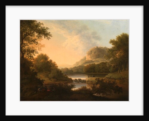 Figures with a Donkey and Dog Crossing a Weir by James Lambert of Lewes