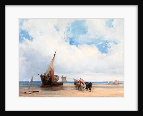 Beached Vessels and a Wagon, near Trouville, France by Richard Parkes Bonington