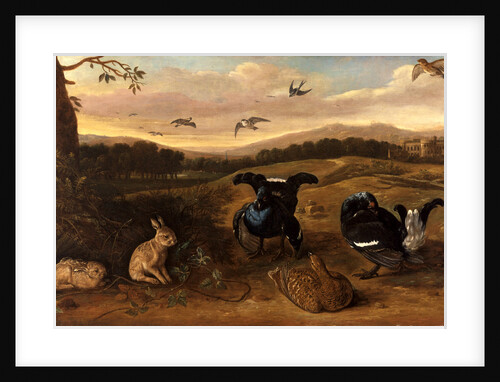 Black Game, Rabbits, and Swallows in a Park Black Game, Rabbits and Swallows in the Park of a Country House by Leonard Knyff