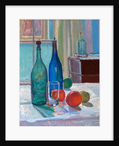 Blue and Green Bottles and Oranges by Spencer Frederick Gore