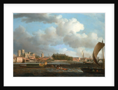 London, Westminster from Lambeth, with the Ceremonial Barge of the Ironmongers' Company by Samuel Scott