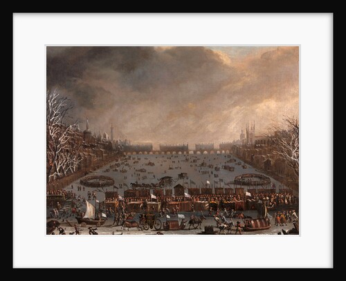 Frost Fair on the Thames, with Old London Bridge in the distance, London by Anonymous