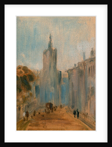 Street with Church and Figures by Anonymous