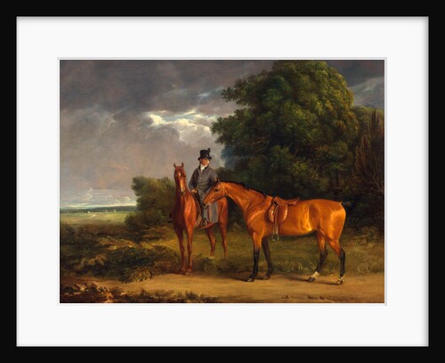 A Groom Mounted on a Chestnut Hunter, He Holds a Bay Hunter by the Reins by Jacques-Laurent Agasse