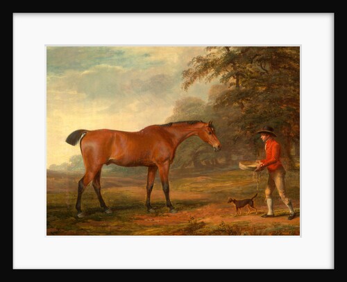 A Bay Horse Approached by a Stable-Lad with Food and a Halter by George Garrard