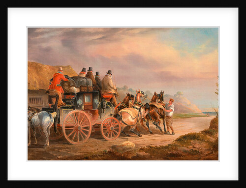 Mail Coaches on the Road: the `Quicksilver' Devonport-London Royal Mail about to Start with a new Team (The Devonshire to London Coach) by Charles Cooper Henderson
