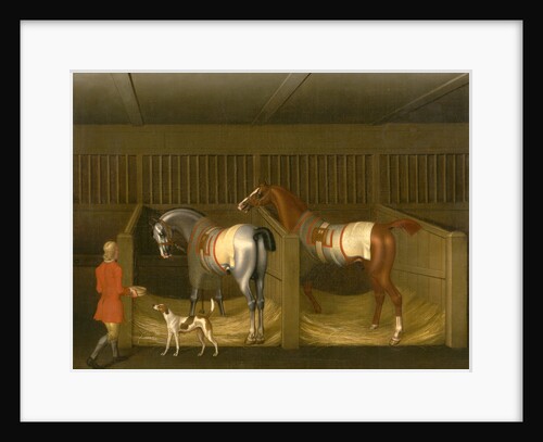 The Stables and Two Famous Running Horses belonging to His Grace, the Duke of Bolton Two Horses in a Stable with a Groom Two Horses and a Groom in a Stable by James Seymour