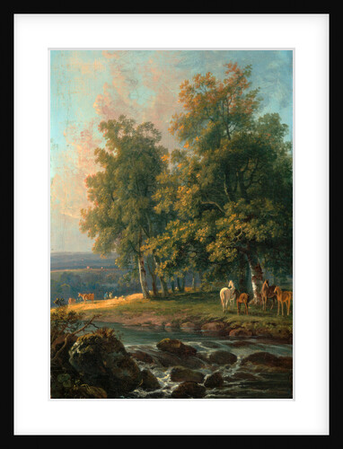 Horses and Cattle by a River by George Barret