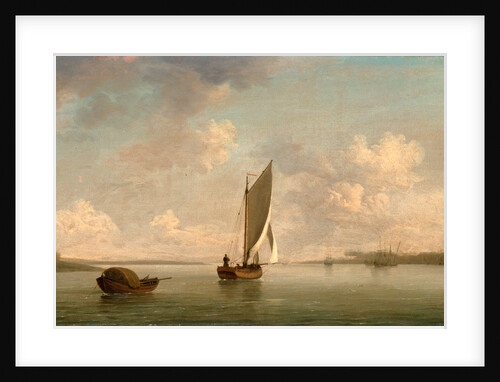 A Smack Under Sail in a Light Breeze in a River by Charles Brooking