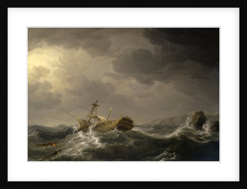 Ship wrecked on a rocky coast by Charles Brooking