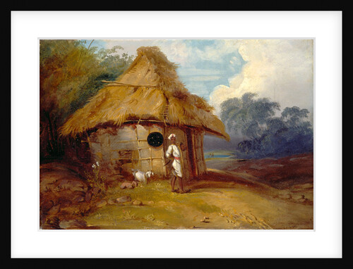 View in Southern India, with a Warrior Outside His Hut by George Chinnery