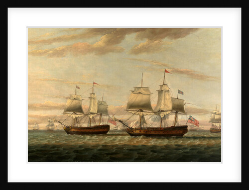 An Indiaman and a Two Decker by Thomas Luny