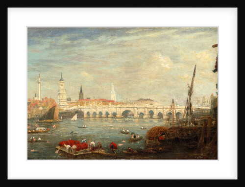 The Monument and London Bridge by London Frederick Nash
