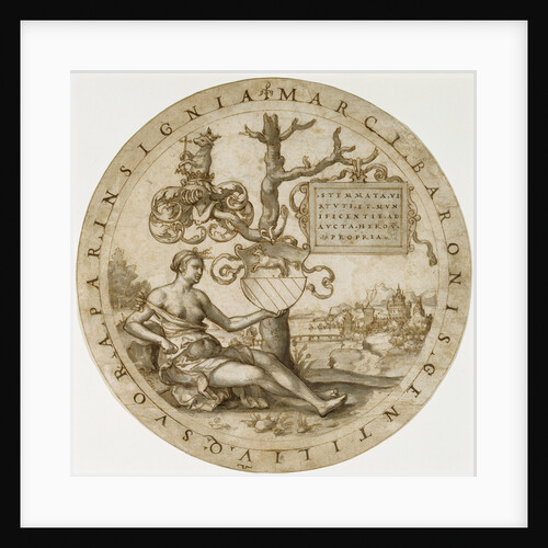 Study for a Stained Glass Window with the Coat of Arms of the Barons von Paar (recto), Study for a Sceptre with the Initials MB (verso) by Georg Pencz