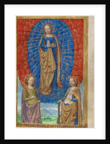 The Virgin in a Cloud of Angels, with Saints Barbara and Catherine by Master of the Chronique scandaleuse