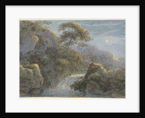 Waterfall in the Mountains by Moonlight by Franz Innocenz Kobell