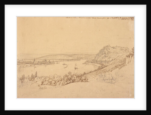 View of Koblenz with the Rhine and Fortress Ehrenbreitstein (recto), View of the Heidelberg Castle (verso) by Johann Adam Klein