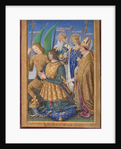 Louis XII of France Kneeling in Prayer, Accompanied by Saints Michael, Charlemagne, Louis, and Denis by Jean Bourdichon
